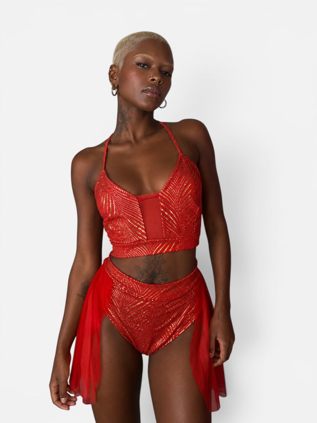 Claudia Vitali - Sparkle Top & Bottom Set – Red & Gold