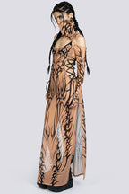 Devil Walking - Sandstorm lace up maxi dress