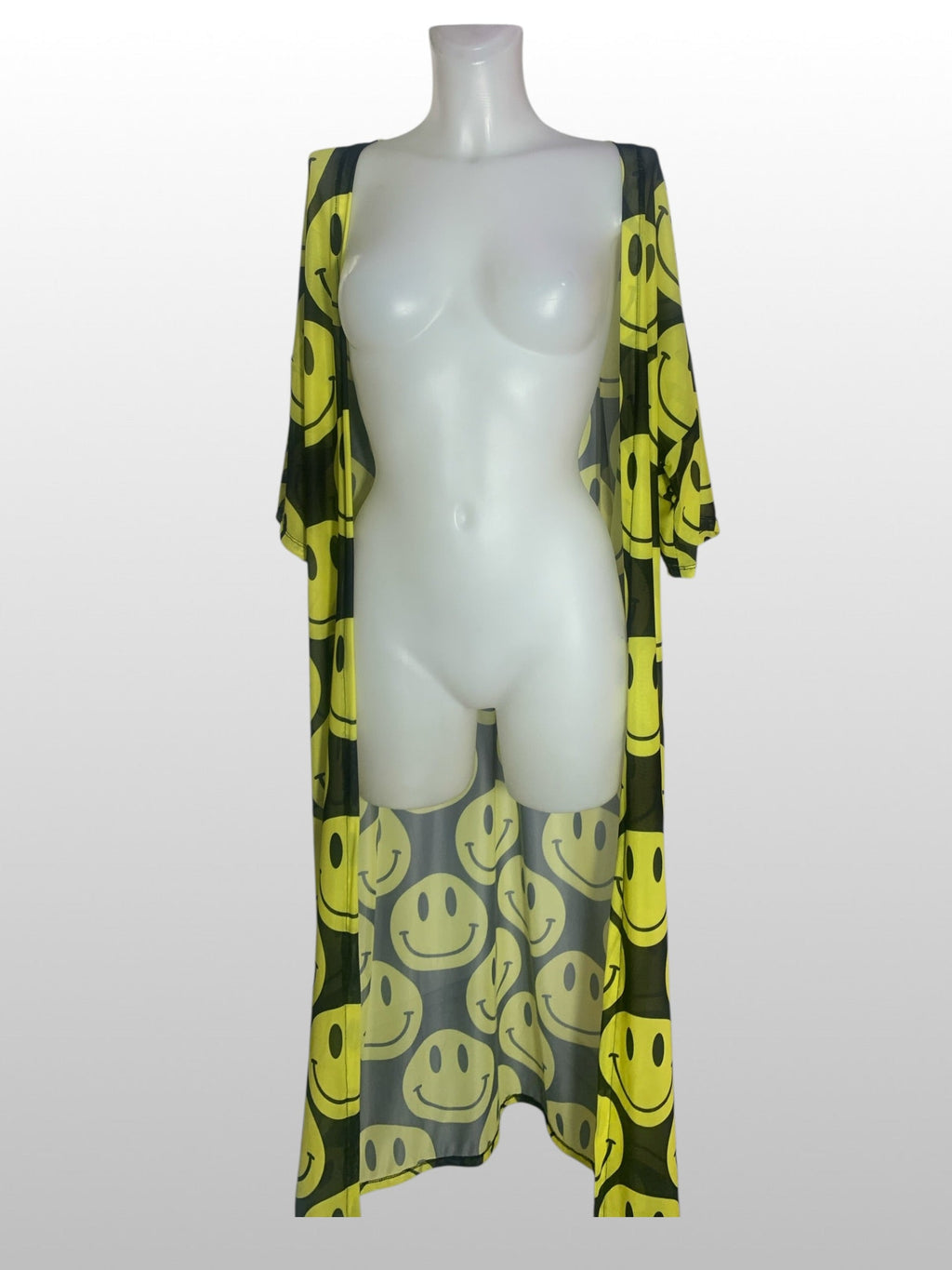 Kalu Ibiza - Mesh Acid Smiley Kimono - Black & Yellow