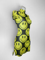 Kalu Ibiza - Acid smiley dress - Black & Yellow