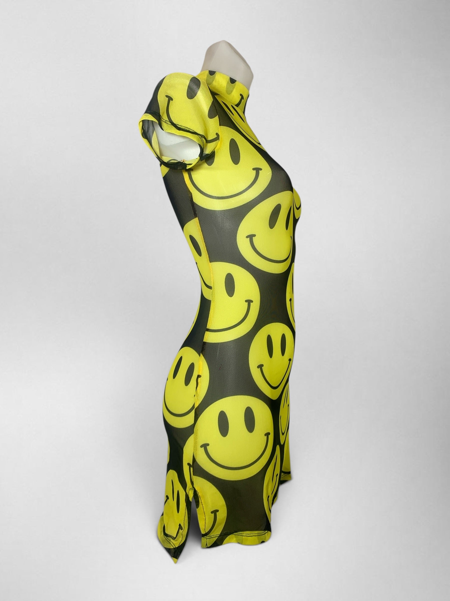 Kalu Ibiza - Acid smiley dress - Black & Yellow