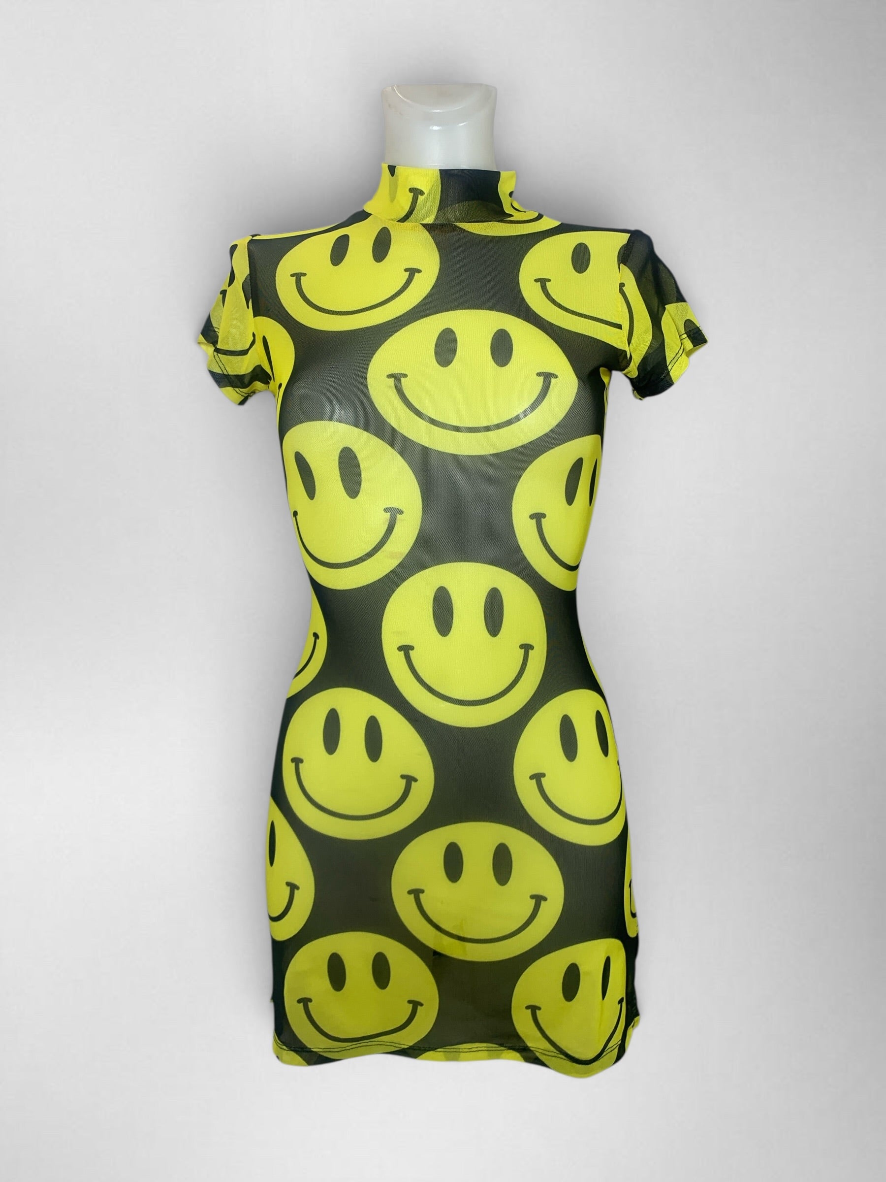 Kalu Ibiza - Acid smiley dress - Black & Yellow