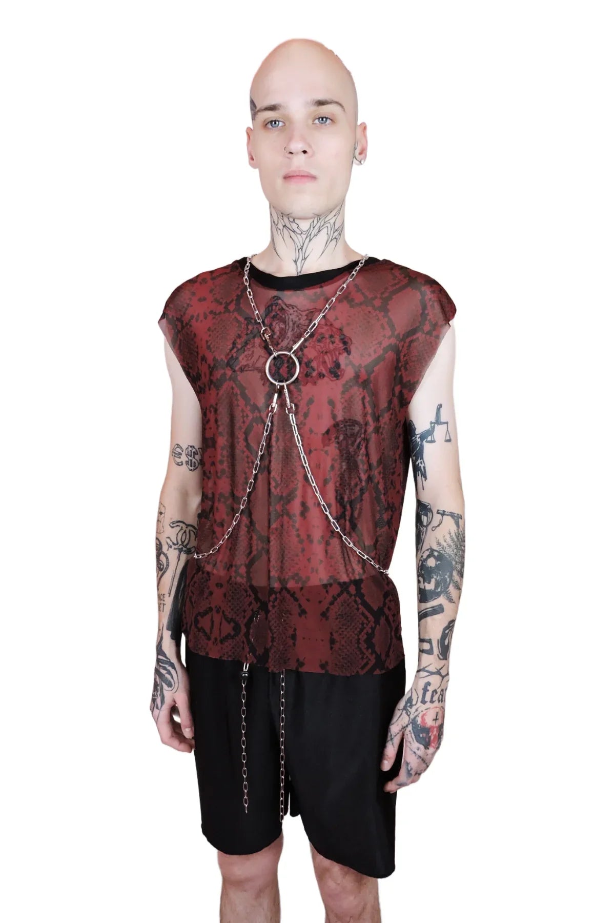 Ivy Berlin - Snake Print Mesh Tank Top – Available in Red and Blue