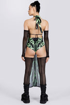 Devil Walking - Spirit Distortion maxi scarf top - Black and green