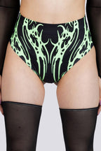 Devil Walking - Spirit Distortion Neon Booty Shorts – Black and Green