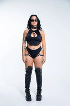 Rave with mi Gente - Tech garter chap bottom -Black