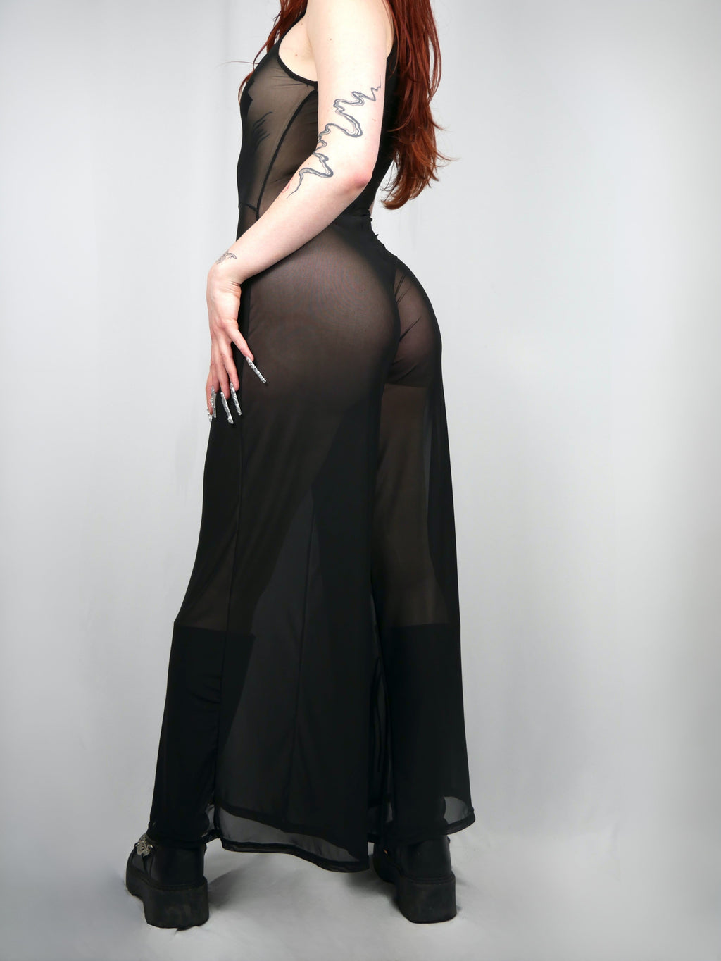Terror Kittens - Wide leg mesh jumpsuit - Black