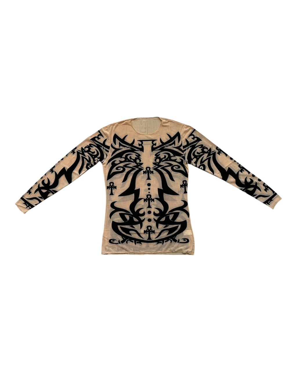 FAC SHOP - Tribal Mesh Longsleeve Top - Nude