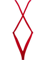 Exes Lingerie - Deep V-neck vinyl bodysuit - Red