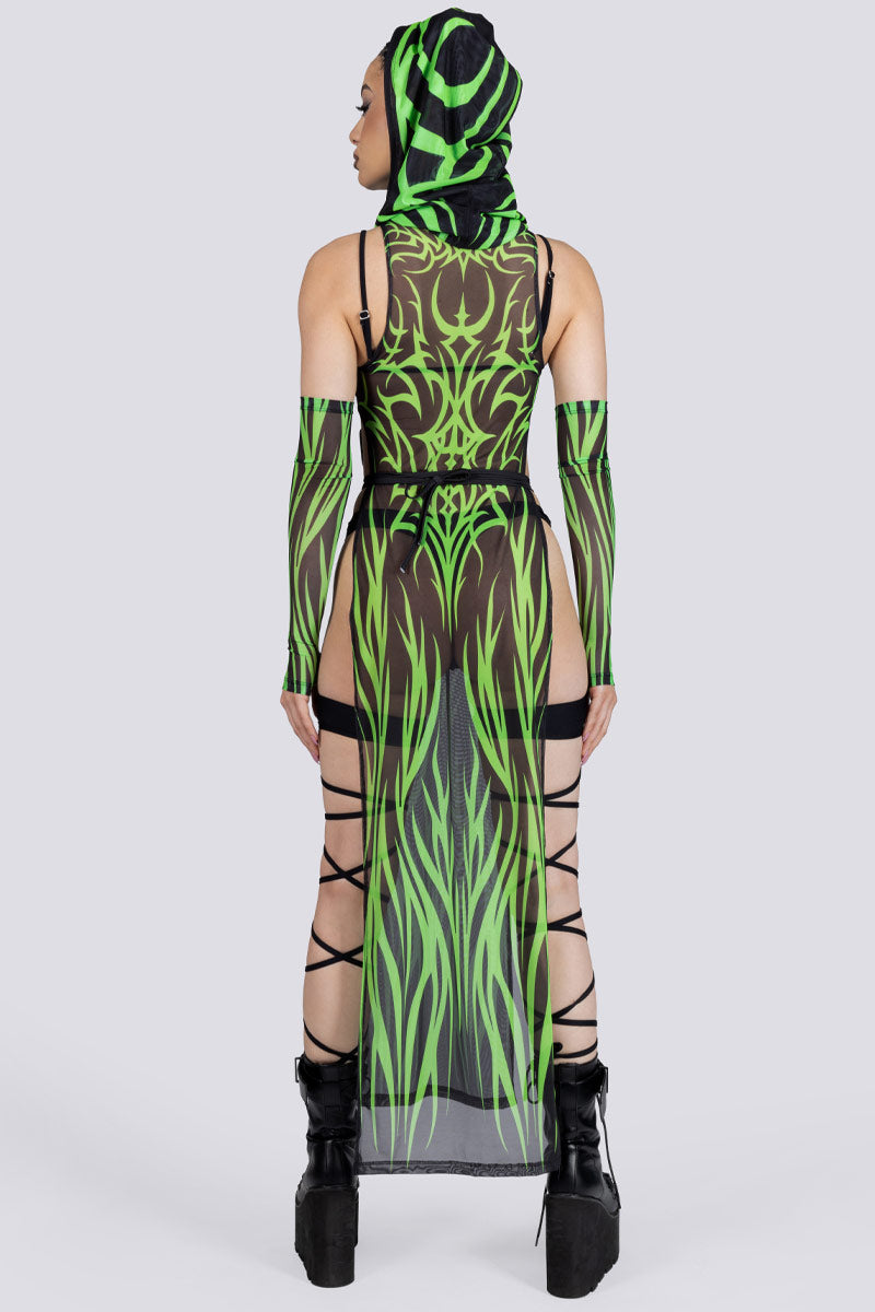 Devil Walking - Wicked Ritual high slit dress - Green
