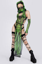 Devil Walking - Wicked Ritual high slit dress - Green