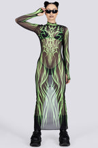 Devil Walking - Wicked Ritual mesh dress long sleeves - Green