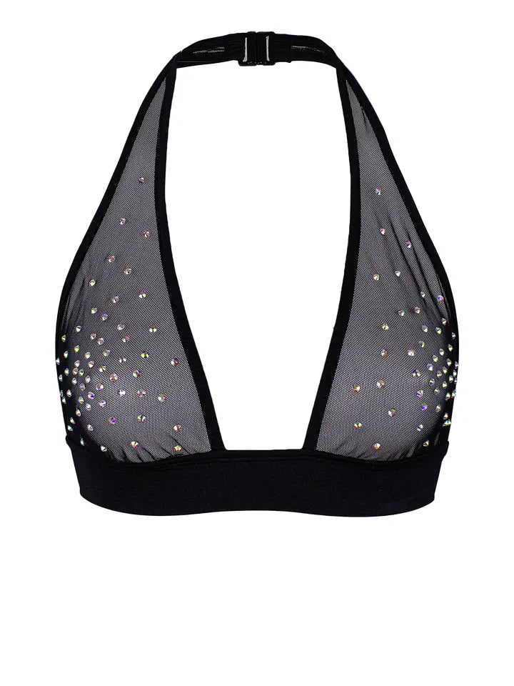 Exes Lingerie - Alex Crystal Mesh Top – Black